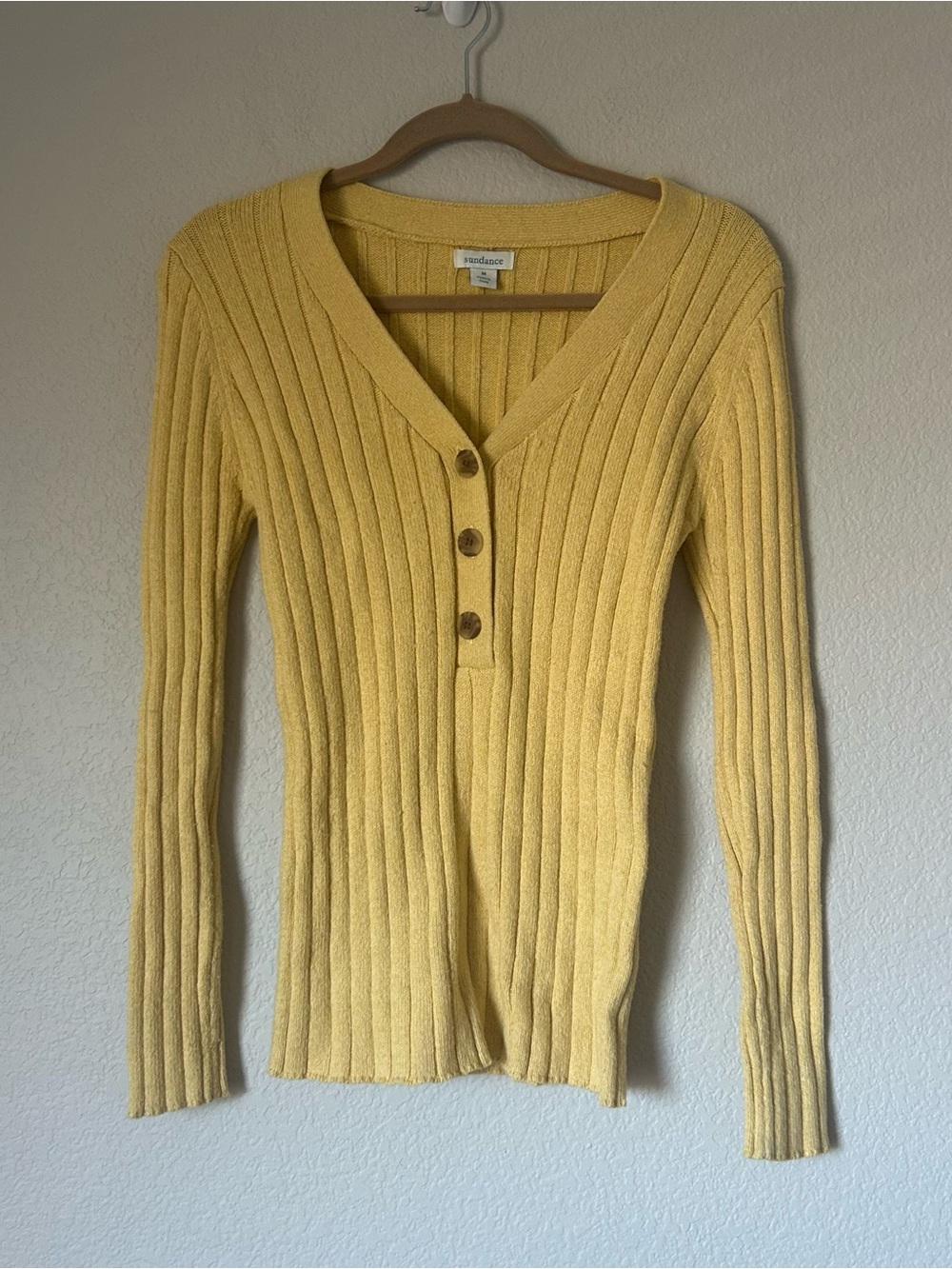 Sundance Modern Wonder Ribbed Henley in Yellow